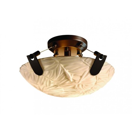 Justice Design PNA-9610-35-BMBO-MBLK Porcelina - Two Light Semi-Flush Mount with U-Clip, Impression Option: Bamboo Shade Impression, Choose Finish: Matte Black Finish, Choose Lamping Option: Standard Lamping